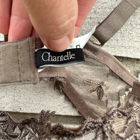 Chantelle Africa Sheer Mesh Demi Underwire Bra Mocha Brown Embroidered Lace 3695 - Picture 3 of 9